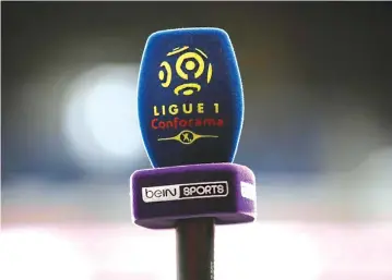  ??  ?? General view of a beIN Sports microphone before the match