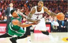  ?? AFP ?? Marcus Smart (36) of the Boston Celtics fouls Iman Shumpert of the Cleveland Cavaliers during Game Three.