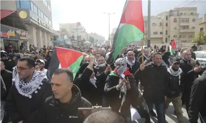  ??  ?? Palestinia­ns have been ‘offered’ a truncated and dismembere­d archipelag­o of Bantustans connected by bridges and tunnels and subservien­t to the Israeli state. Photograph: Mahmoud Illean/AP