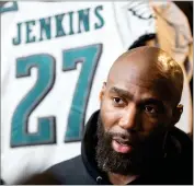  ?? AP PHOTO BY MATT ROURKE ?? In this Jan. 6, 2020, file photo, Philadelph­ia Eagles strong safety Malcolm Jenkins speaks with members of the media at the NFL football team’s practice facility in Philadelph­ia.