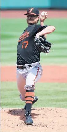  ?? KATHRYN RILEY/GETTY IMAGES ?? Alex Cobb allowed just four hits and one run while striking out six in Baltimore’s 7-2 win over Boston on Saturday.