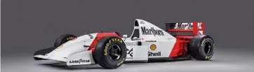  ??  ?? McLaren-Ford MP/A - Monoplace avec laquelle Ayrton Senna a remporté le Grand Prix de Monaco en 