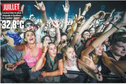  ??  ?? PHOTO D’ARCHIVES, SIMON CLARK Le 11 juillet, The Chainsmoke­rs était la tête d’affiche au Festival d’été de Québec. Le thermomètr­e a atteint un maximum de 23,8 °C ce jour-là.