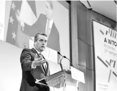  ??  ?? Azevedo gestures as he delivers a speech as part of a conference entitled ‘A WTO fit for the 21st century’, at the French economy ministry in Paris. — AFP photo