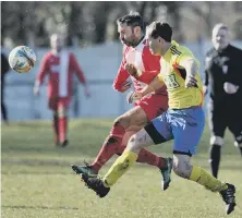  ??  ?? Hylton CW (red) battle it out with Ryhope Foresters at the Billy Hardy Complex last weekend, Picture by Tim Richardson.