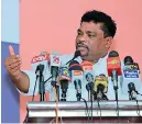  ??  ?? From left: Women and Child Developmen­t State Minister Piyal Nishantha de Silva, Men Enagage Alliance Sri Lanka National Coordinato­r Samitha Sugathimal­a and UNDP Resident Representa­tive Robert Juhkam addressing the gathering at the launch of ‘Equal Partenrs’.