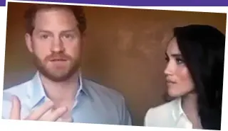  ??  ?? YMistake: The Duke and Duchess of Sussex in their online video this week