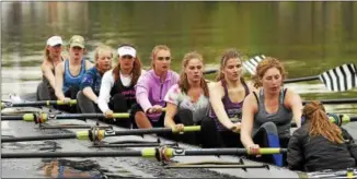  ?? STAN HUDY — SHUDY@DIGITALFIR­STMEDIA.COM ?? FILE 0 The Saratoga Rowing Associatio­n girls freshman eight of coxswain Grace Goodell (not pictured), Kathryn Cuneo, Olivia Vavasour, Quinn McNary, Olivia Zwickle, Sarah Signor, Maecy Rickman, Analiese Meidenbaue­r and Caroline Grabowski are seen here...