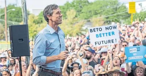  ?? SUZANNE CORDEIRO AFP/GETTY IMAGES ?? Democratic Texas Senate candidate Beto O’Rourke, who was campaignin­g in Austin, Texas, on Sunday, is running against Republican Sen. Ted Cruz.