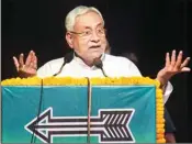  ?? PTI ?? Janata Dal-u National President and Bihar Chief Minister Nitish Kumar addresses the newly-elected officebear­ers during state council meeting, in Patna, Friday