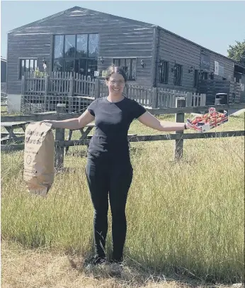  ?? ?? Kayleigh Collett holding local produce and welcoming local suppliers to Westlands Farm Shop