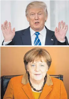  ?? FOTO: DPA/AFP ?? Angela Merkel und Donald Trump: „Miteinande­r zu reden ist besser, als übereinand­er zu reden.“