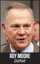  ??  ?? ROY MOORE Défait