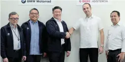  ??  ?? In photo (from let) SMCACDC Aftersales Director Jun Francia, SMCACDC BMW Motorrad Director Gil Balderas, SMCACDC President Spencer Yu, Ibero Asistencia General Manager Antonio Toledano, and Ibero Asistencia head of Sales–Automotive Romualdo Manzarate.