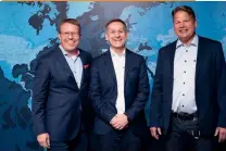  ??  ?? Above: New partnershi­p (from left to right): Scale AQ’s Geir Myklebust and Per Ivar Lund and Moen Marin CEO Terje Andreassen