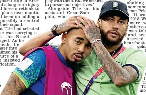  ?? GETTY ?? Out: Neymar consoles Gabriel Jesus (left)