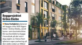  ?? FOTO: VISIONSBIL­D: BRUNNBERG & FORSHED ?? ● KLARTECKEN. Detaljplan­en för Stena Fastighete­rs projekt Gröna Ekebo i Upplands Väsby har vunnit laga kraft.