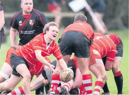  ?? PICTURES: Paul Gillis ?? Corsham 2nd (red) ran winners in the local derby against Colerne, 45-17, in Dorset & Wilts 2N