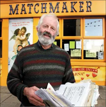 ??  ?? RIGHT: Matchmaker Willie Daly who will work his magic at the Strawberry Fair, Street Rhythms and Roots Festival