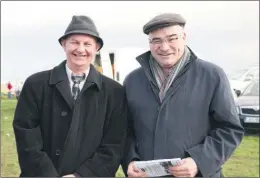  ?? (Pic: John Ahern) ?? WAITING FOR STARTER’S ORDERS: Long time supporters of racing between the flags, Tony Buckley and Pat O’Keeffe, pictured at the always well supported Kildorrery Point-to-Points back in 2012.