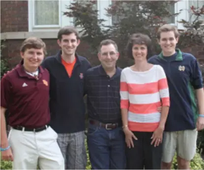  ?? BROTHER RICE PHOTO ?? The Rooney family pulled together when John Rooney was diagnosed with ALS. John and wife Meg Rooney are flanked here by sons ( from left) Dan, Ned, and Jack.