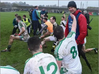  ??  ?? Eanna O’Connor and Cian O’Connor of Moorefield with their father and former Kerry manager Jack O’Connor after the AIB Leinster GAA Football Senior Club Championsh­ip Semi-Final match between Rathnew and Moorefield at Joule Park in Aughrim, Wicklow....