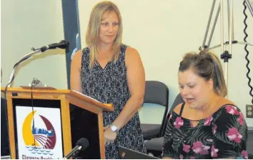  ?? —photo Gregg Chamberlai­n ?? Anick (left) and Elsa Lalonde present their proposal to Clarence-Rockland council for an accessibil­ity park project in the Village of Hammond.