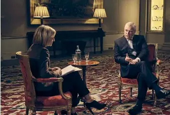  ??  ?? The Duke of York speaks with Emily Maitlis, the BBC Newsnight presenter, during a 60-minute interview.