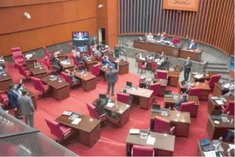  ?? DANIA ACEVEDO ?? Imagen de la sesión de ayer en el Senado, que aprobó extender el estado de emergencia.