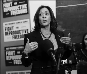  ?? ADAM BETTCHER / ASSOCIATED PRESS ?? Vice President Kamala Harris speaks March 14 at Planned Parenthood in St. Paul, Minn.