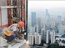  ?? WANG QUANCHAO / XINHUA ?? A worker at a property constructi­on site in Chongqing.