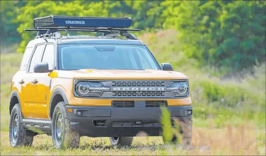  ?? Ryan Garza Detroit Free Press ?? The front of an all-new four-door Ford Bronco Sport rugged small SUV is seen on July 10. The Bronco has re-emerged after a 24-year absence.