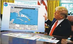  ?? Evan Vucci Associated Press ?? IN PRESENTING a Sharpie-altered official weather map, President Trump was displaying a kind of unilateral executive power that no responsibl­e democracy can countenanc­e.