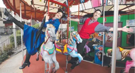  ??  ?? The carousel has been a draw for kids and entertaine­rs alike, including Mary Poppins stars Georgina Hopson and Max Patterson.