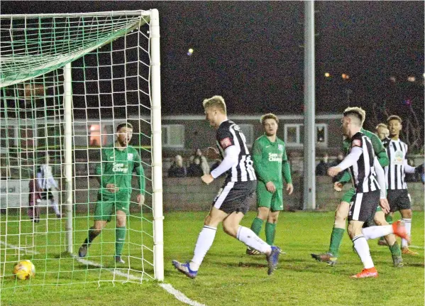  ?? ?? Alex Fletcher scores the only goal of the game as Bath City beat Welton Rovers to progress in the Somerset Premier Cup