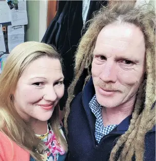  ?? PHOTOS: SUPPLIED ?? Before and after . . . Taieri dairy farmer Simon Andrews and his partner, Natasha O’Neill, before he cut his 14yearold dreadlocks off; and after the deed was done.