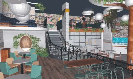  ??  ?? An artist’s impression of impressive new Surfers Paradise bar restaurant White Rhino in the Circle on Cavill shopping centre.