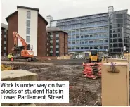  ?? ?? Work is under way on two blocks of student flats in Lower Parliament Street