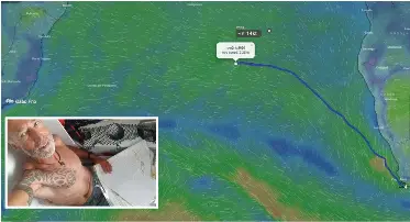 ZIRK Botha, in­set, is half­way through his jour­ney across the At­lantic Ocean from Cape Town to Rio de Janeiro.
