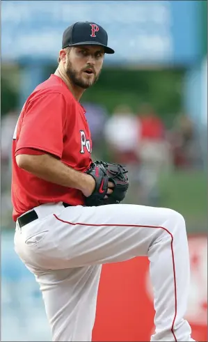  ?? Photo by Louriann Mardo-Zayat / lmzartwork­s.com ?? Drew Pomeranz went through another interestin­g rehab start for Pawtucket Friday night at McCoy. The Red Sox hurler allowed three runs on four hits in 3.2 innings of work against Syracuse.