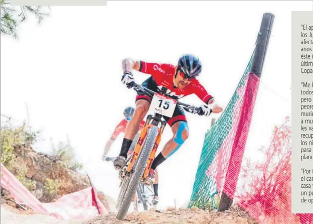  ?? FOTO: INSTAGRAM ?? Hasta ahora, el corredor riojano solamente ha podido disputar un total de tres carreras y toda la temporada de bicicleta de montaña sigue en el aire, sin concretars­e