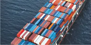  ??  ?? A HANJIN SHIPPING CO. SHIP is seen stranded outside the Port of Long Beach, California, Sept. 8, 2016.