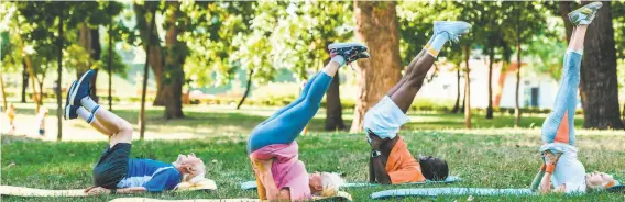  ?? SHUTTERSTO­CK ?? Yoga is a common form of exercise. During the pandemic, many group classes have moved outside into parks or now take place on Zoom.