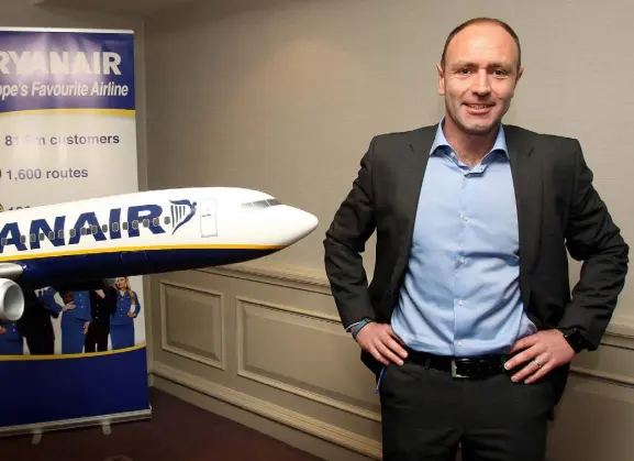  ??  ?? Kenny Jacobs, Ryanair’s chief marketing officer, says the airline is aiming to sell seats for other airlines on its digital platform