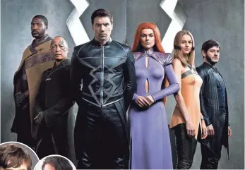  ?? PHOTOS BY ABC ?? Eme Ikwuakor, Ken Leung, Anson Mount, Serinda Swan, Isabelle Cornish and Iwan Rheon play Marvel’s Inhumans. Freddie Highmore, far left, is The Good Doctor; Jason Ritter, left, hopes to save the world in The Gospel of Kevin.