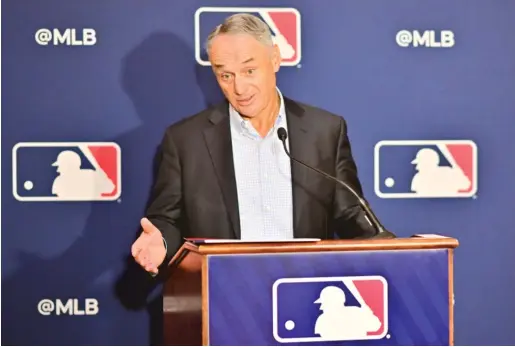  ?? GETTY IMAGES ?? Players were not as enthusiast­ic about the owners’ offer as commission­er Rob Manfred was when he said a strong proposal could help end the impasse.