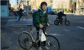  ?? ?? Wilfred Chan delivering food for DoorDash. Photograph: Wilfred Chan