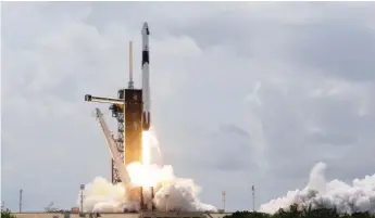  ?? AP ?? A SpaceX Falcon 9 lifts off from Pad 39- A on Saturday at the Kennedy Space Center in Cape Canaveral, Fla.