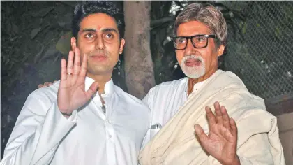 ??  ?? Amitabh Bachchan (right), misses son Abhishek who is still hospitalis­ed for COVID-19.