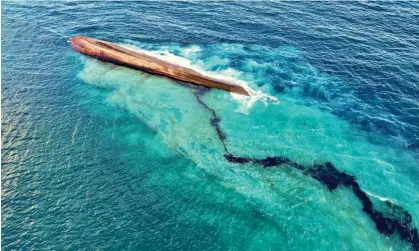  ?? Chief Secretary/THA/Reuters ?? An oil spill off Tobago is seen in this handout photo released at the weekend by the Trinidad &Tobago government. Photograph: Office of the